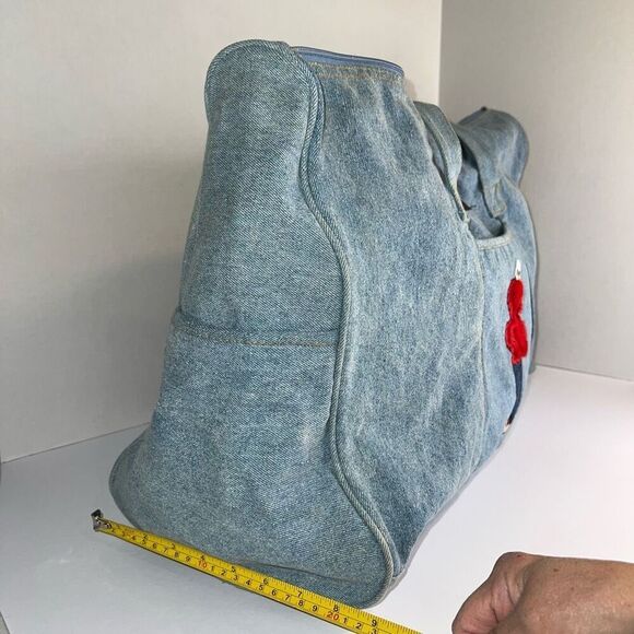 Elmo Sesame Street Duffle Bag Vintage Denim Top Handle Zip Top Oversized Blue - Picture 4 of 7